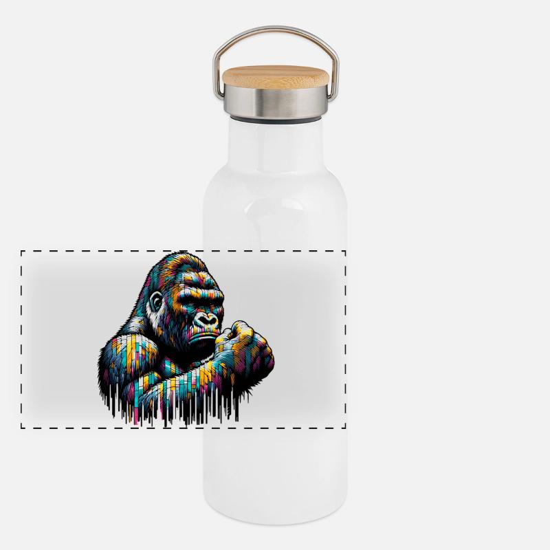 Gorilla Panorama Thermosflasche mit Bambusdeckel