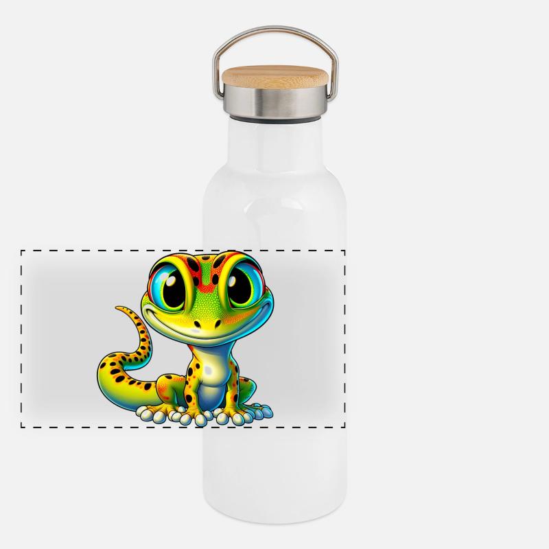 Gecko Gourde isotherme avec bouchon en bambou