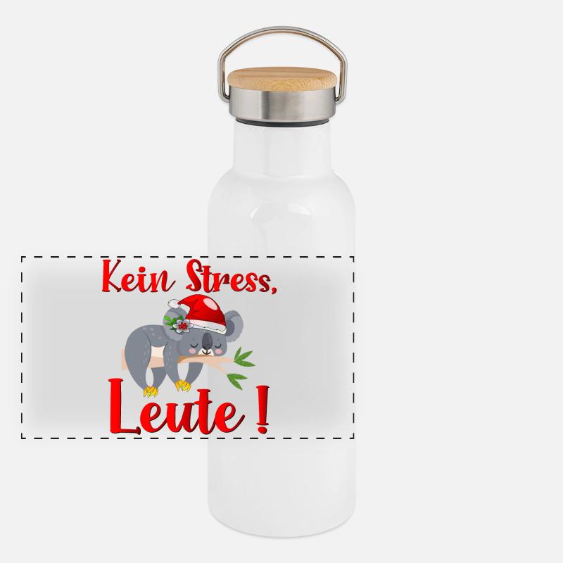 WEIHNACHTEN STRESS KOALA BÄR Panorama Thermosflasche mit Bambusdeckel