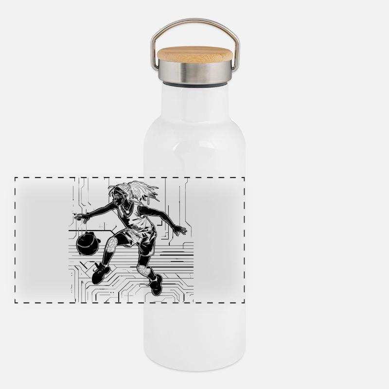 Weiblicher Basketballspieler Panorama Thermosflasche mit Bambusdeckel