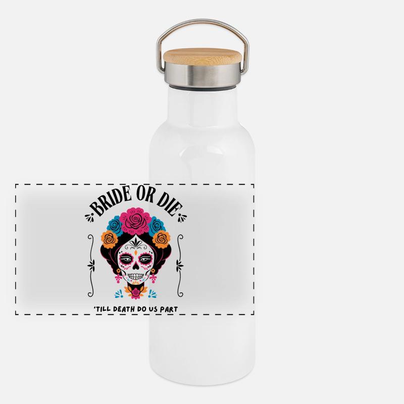 Mariée ou mourir - Conception de crâne en sucre Gourde isotherme avec bouchon en bambou