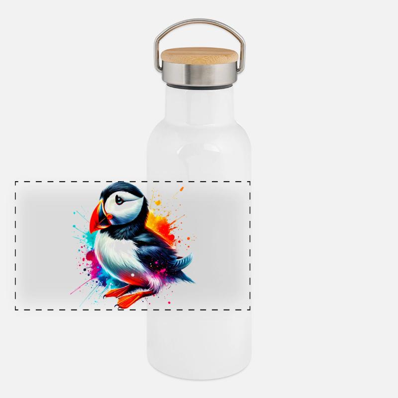 Macareux Gourde isotherme avec bouchon en bambou