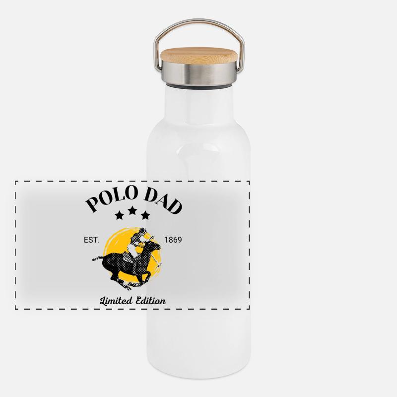 Polo Rider – Dynamisches Sportdesign Panorama Thermosflasche mit Bambusdeckel