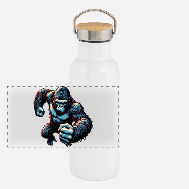 Gorilla Panorama Thermosflasche mit Bambusdeckel