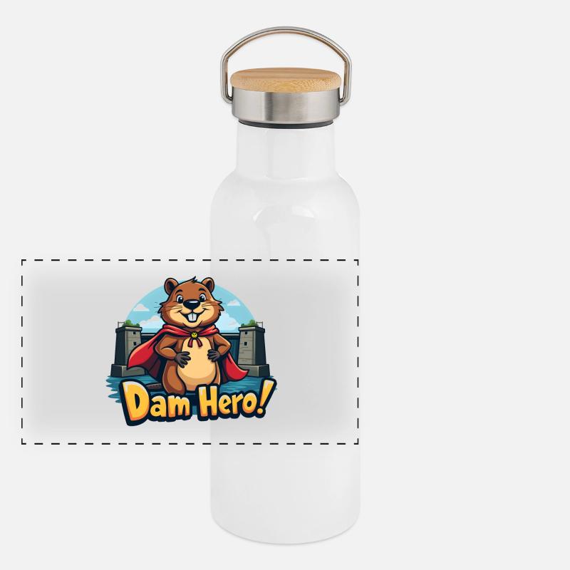 Beaver Hero – Héros du barrage ! Gourde isotherme avec bouchon en bambou
