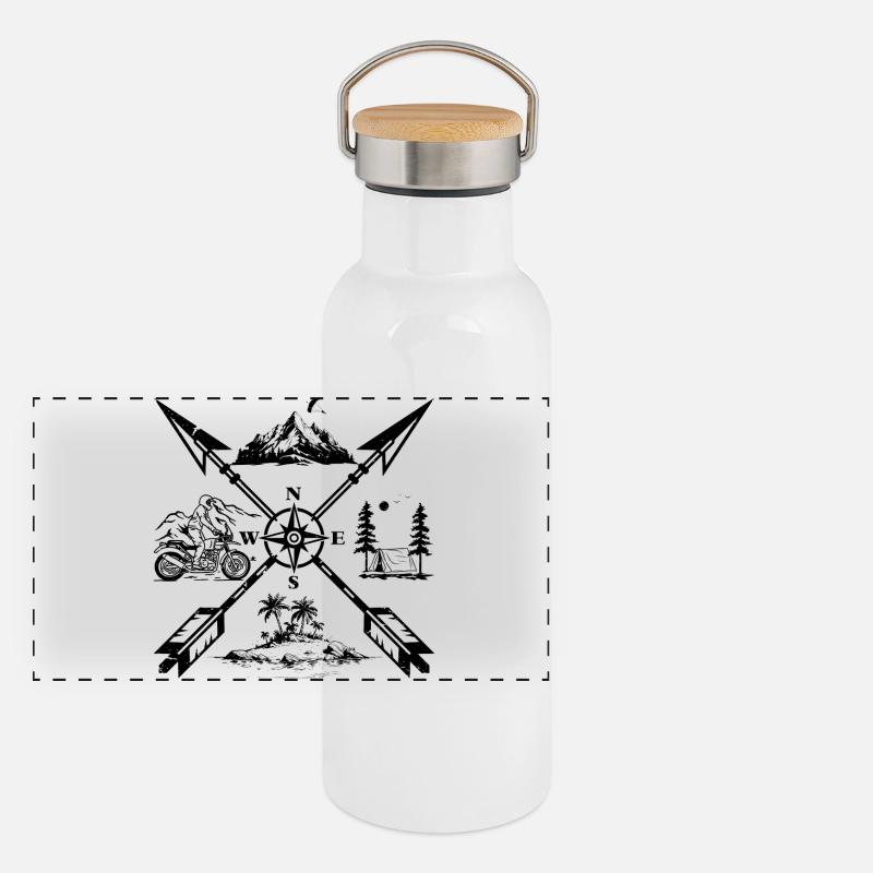 Into the Great Outdoors - Panoramic Thermal Bottle with Bamboo Lid - white