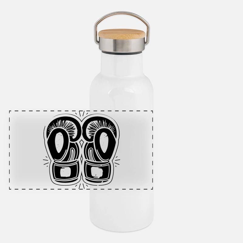 Dessin de gants de boxe Gourde isotherme avec bouchon en bambou