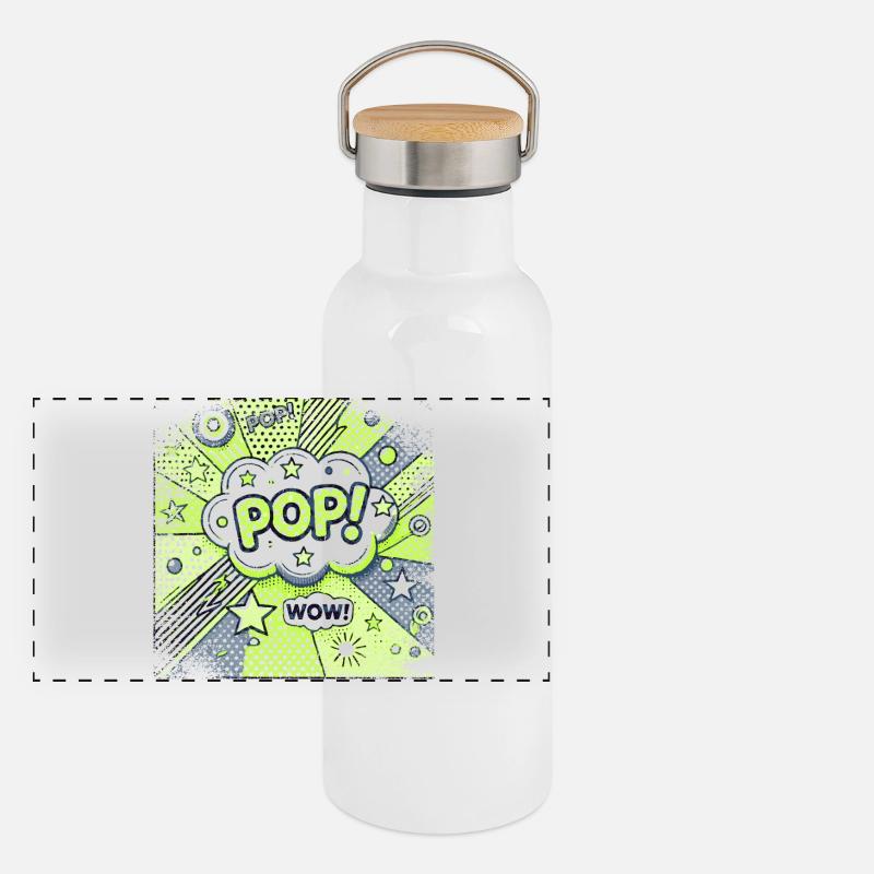 Pop Art GREEN Panoramic Thermal Bottle with Bamboo Lid