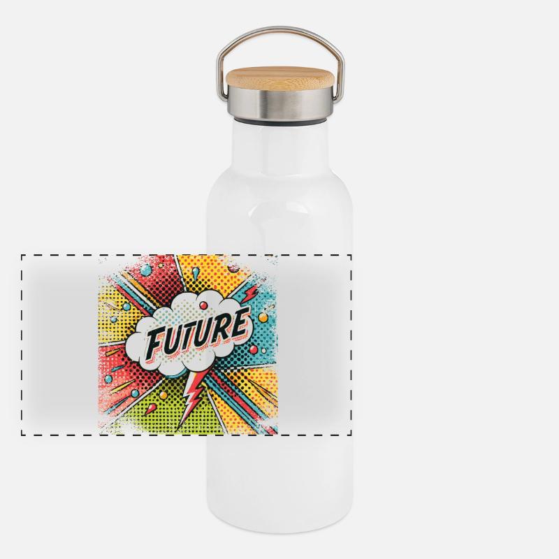 FUTURE dans un style Pop Art Gourde isotherme avec bouchon en bambou