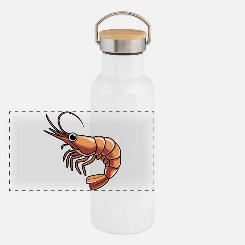 Bold Orange Shrimp Cartoon for Apparel Panoramic Thermal Bottle with Bamboo Lid