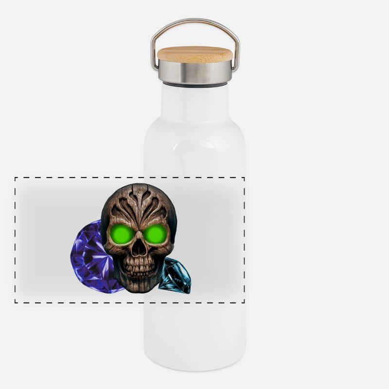 Menschenschädel, leucht augen, Brillanten, vanitas Panorama Thermosflasche mit Bambusdeckel