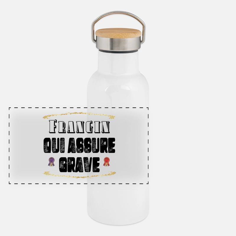 Frangin Qui Assure Grave Gourde isotherme avec bouchon en bambou