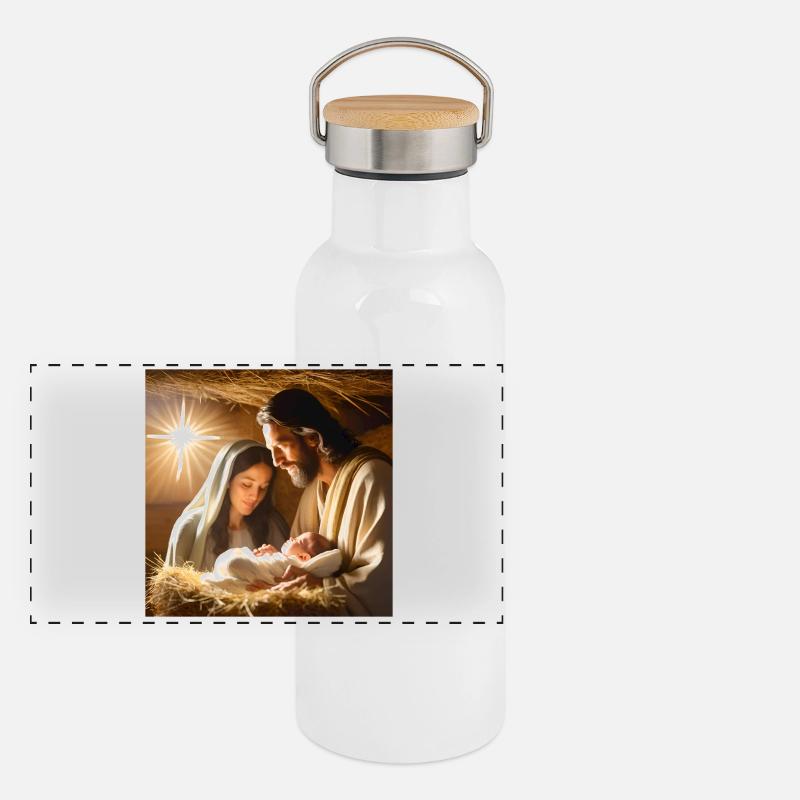 Jesus, Catholic, Jesus Christ Panoramic Thermal Bottle with Bamboo Lid