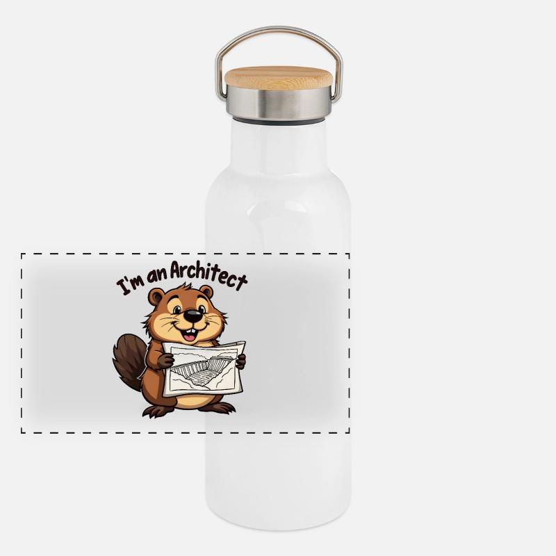 Biber Architecte – Constructeur de barrages Gourde isotherme avec bouchon en bambou