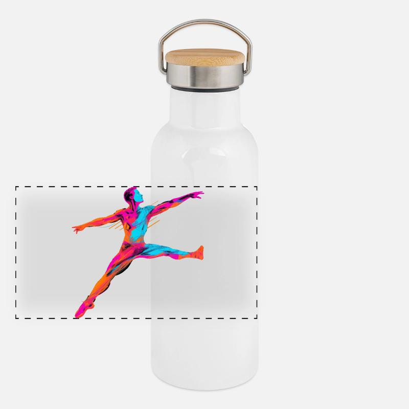 Danseur de ballet masculin Synthwave Gourde isotherme avec bouchon en bambou