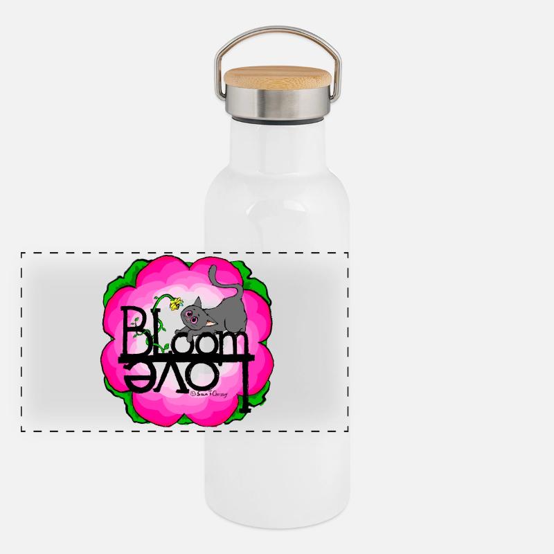 Frühling-Katze Spring Love Panorama Thermosflasche mit Bambusdeckel