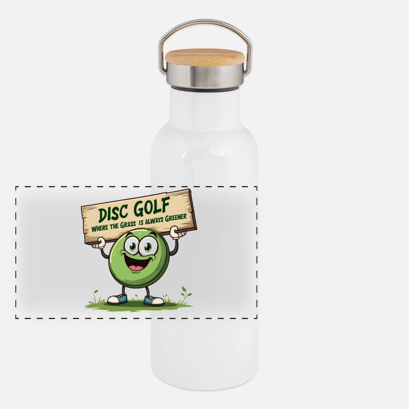 Disc Golf - Là où l’herbe est toujours plus verte Gourde isotherme avec bouchon en bambou