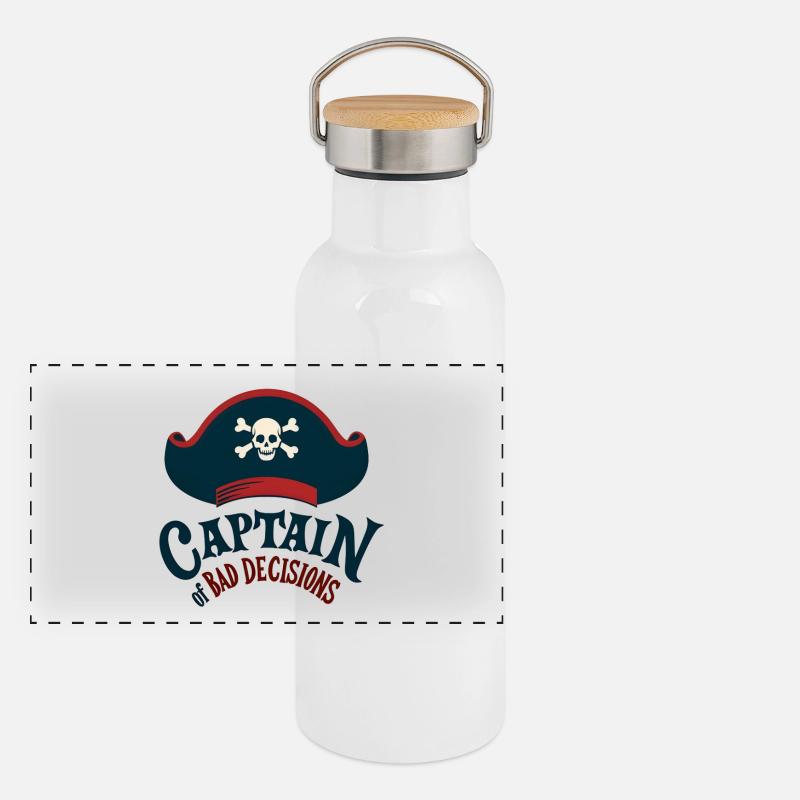 Captain of Bad Decisions Panorama Thermosflasche mit Bambusdeckel