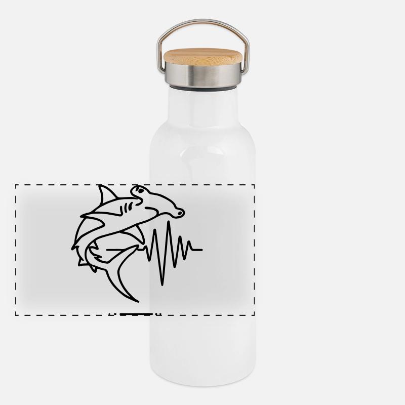 Hammerhai - Kraft & Eleganz des Ozeans Panorama Thermosflasche mit Bambusdeckel