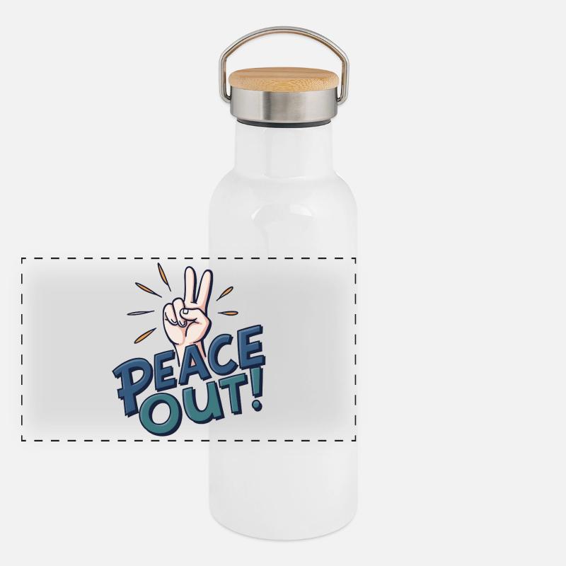 Peace Out Hand Panoramic Thermal Bottle with Bamboo Lid