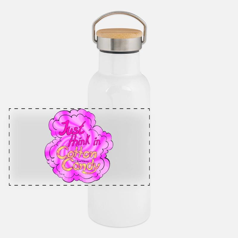 Cotton Candy Thinking swirl - Panoramic Thermal Bottle with Bamboo Lid - white