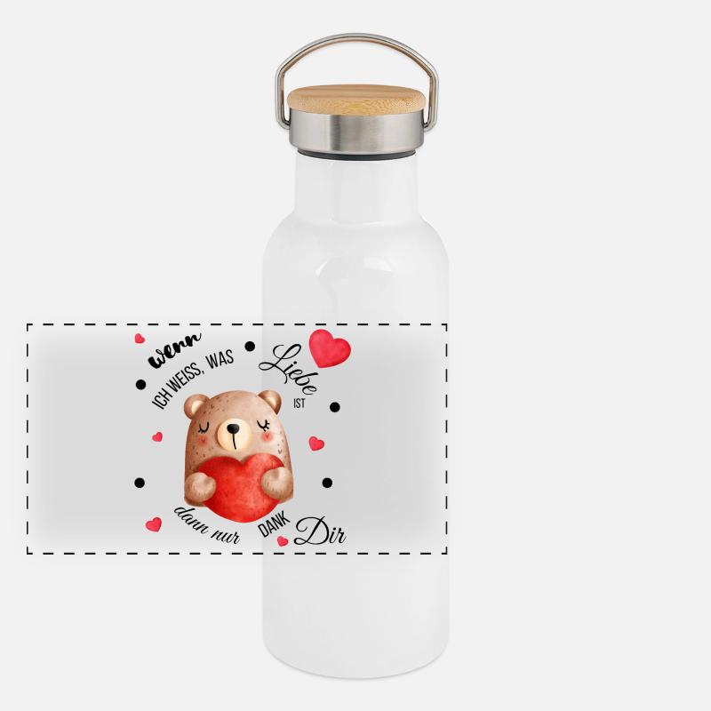 Liebe Panorama Thermosflasche mit Bambusdeckel