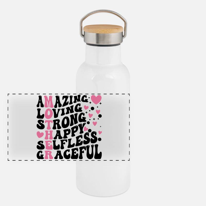 Die beste Mutter aller Zeiten Panorama Thermosflasche mit Bambusdeckel