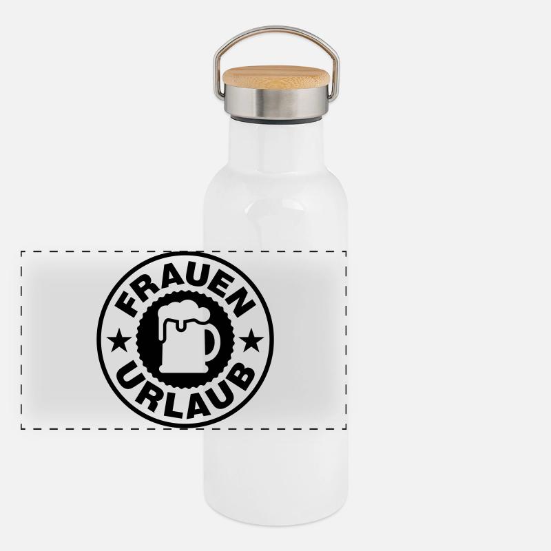 Frauen Urlaub Bier - Panorama Thermosflasche mit Bambusdeckel - Weiß