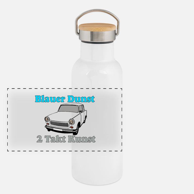  Trabi DDR, Blauer Dunst (25) Panorama Thermosflasche mit Bambusdeckel