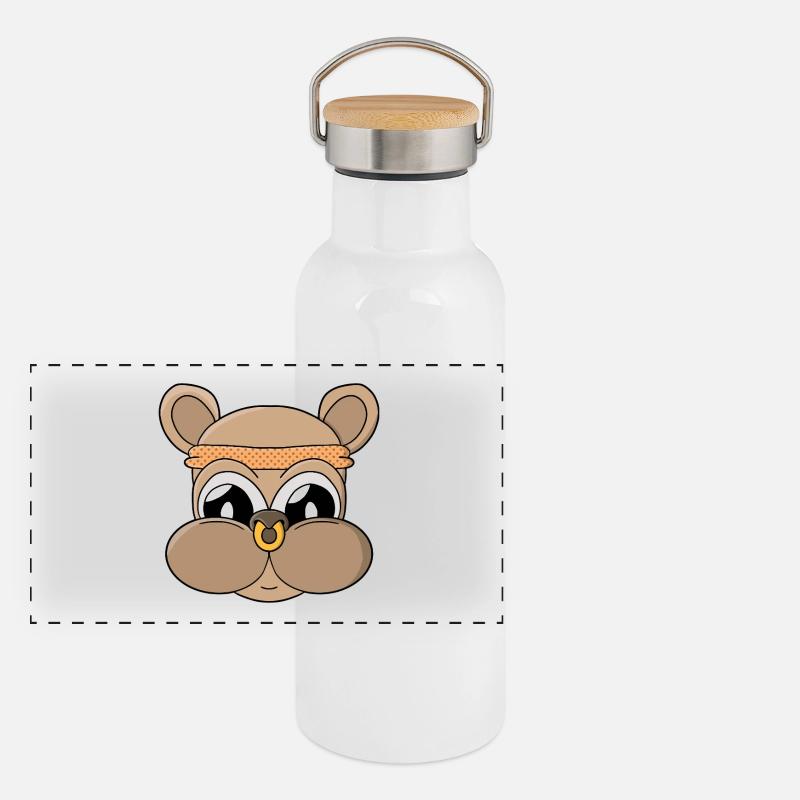 Cute bear with piercing Panoramic Thermal Bottle with Bamboo Lid