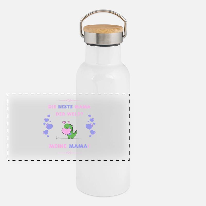 Die beste mama der welt? Meine Mama! Muttertag - Panorama Thermosflasche mit Bambusdeckel - Weiß