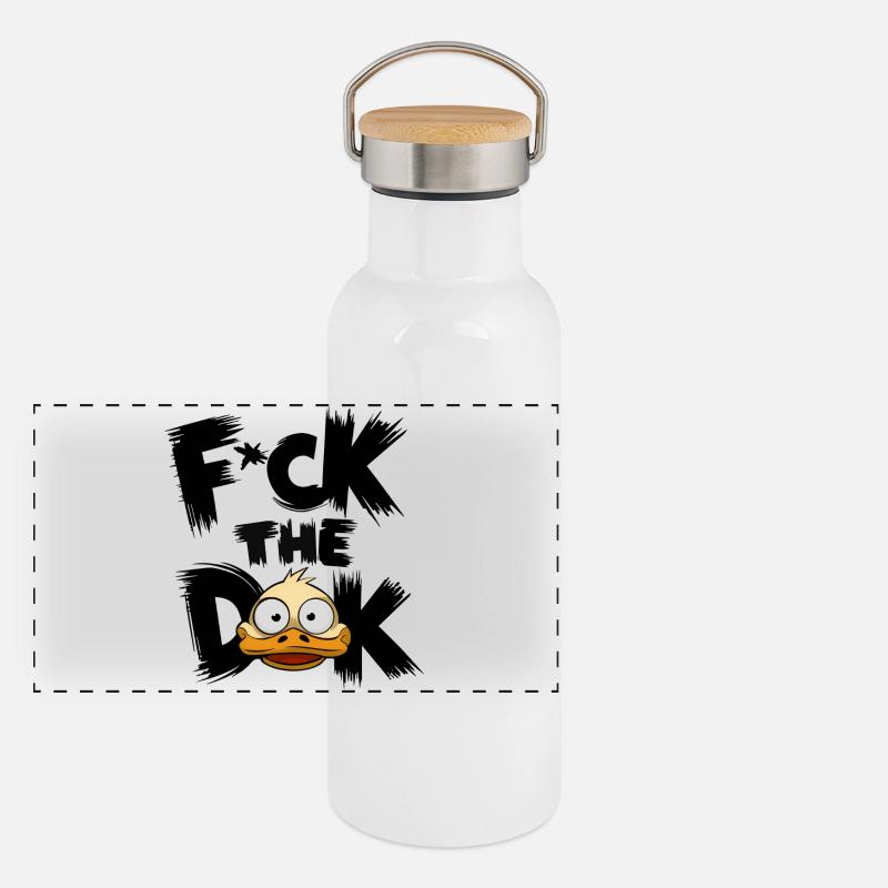 F*ck the duck Panorama Thermosflasche mit Bambusdeckel