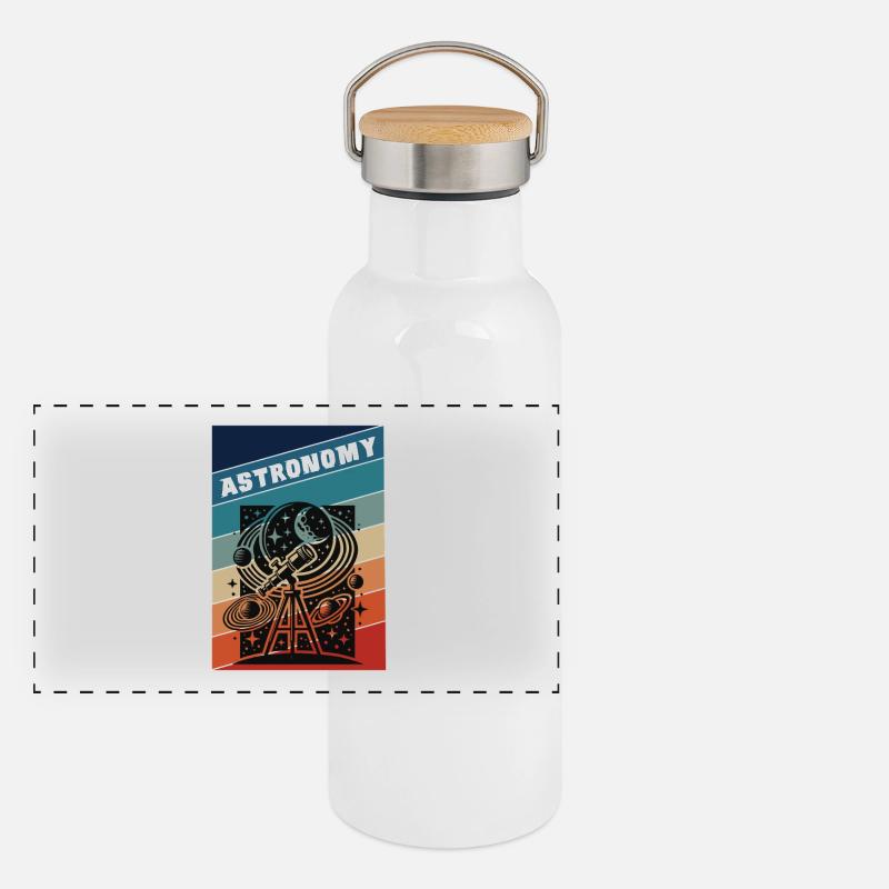 Style rétro astronomique Gourde isotherme avec bouchon en bambou