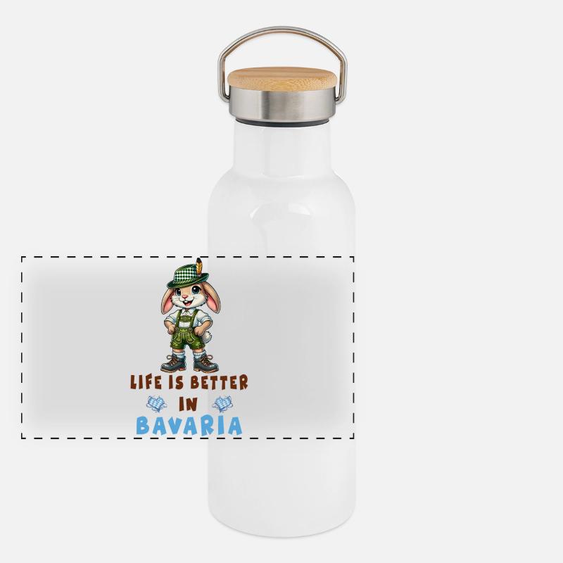 Bavarian Rabbit Panoramic Thermal Bottle with Bamboo Lid
