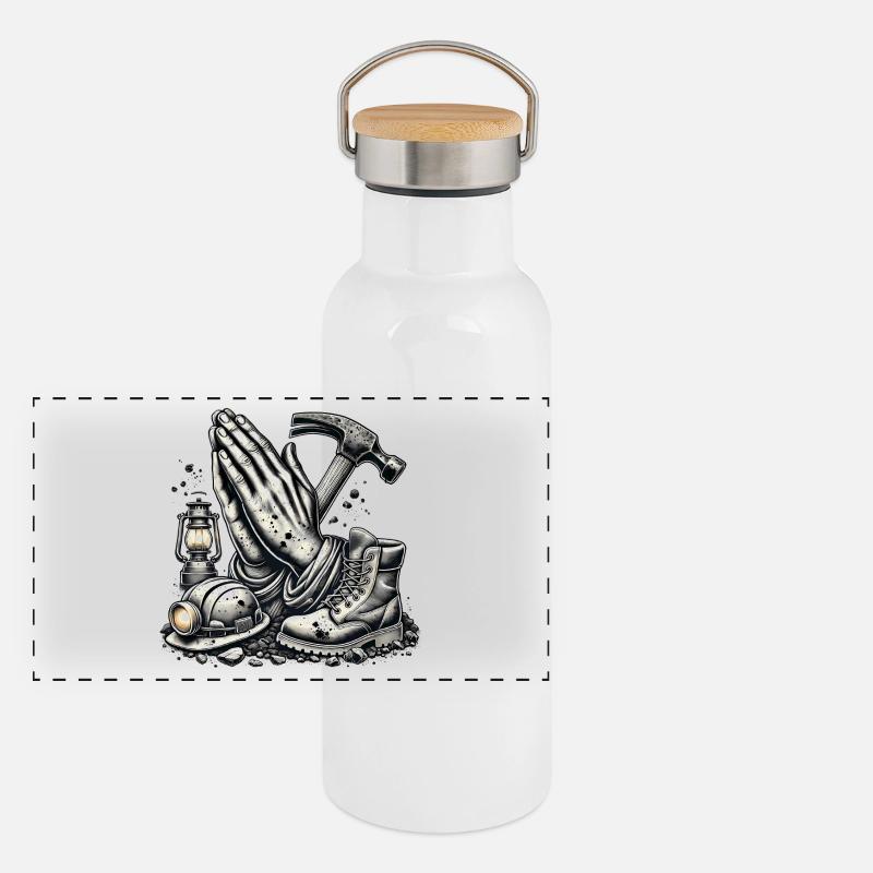 Bergbau – Tradition & Härte Panorama Thermosflasche mit Bambusdeckel