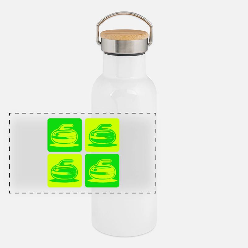 Design classique du curling Gourde isotherme avec bouchon en bambou