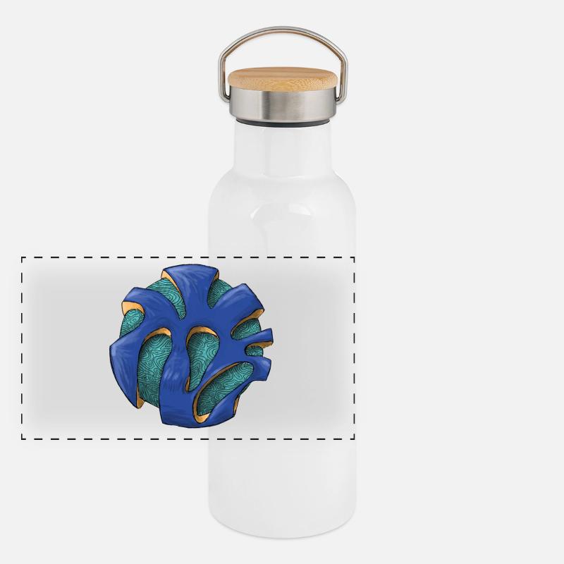 Nœud azur vivant Gourde isotherme avec bouchon en bambou