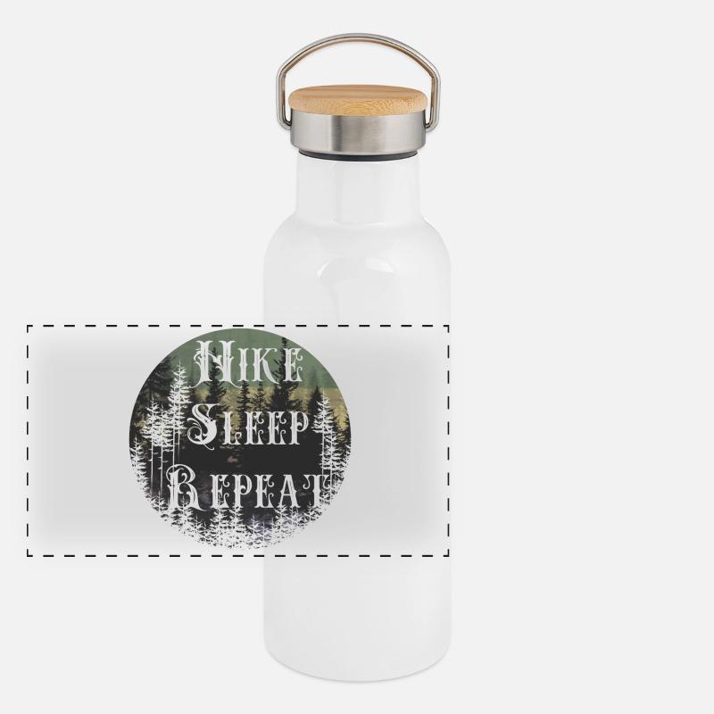 Fais répéter le sommeil – Round de la silhouette de la forêt Gourde isotherme avec bouchon en bambou