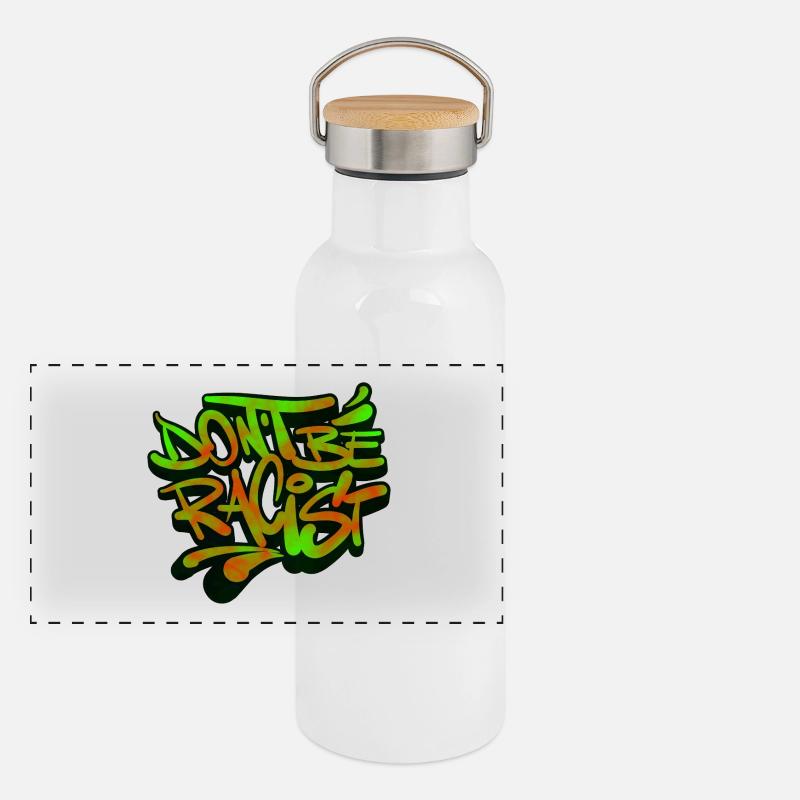 NoRacism Sei kein Rassist Panorama Thermosflasche mit Bambusdeckel