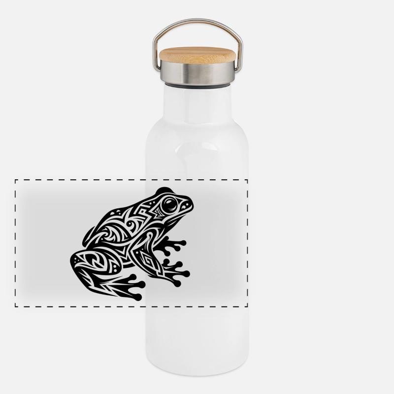 frog tattoo Panoramic Thermal Bottle with Bamboo Lid