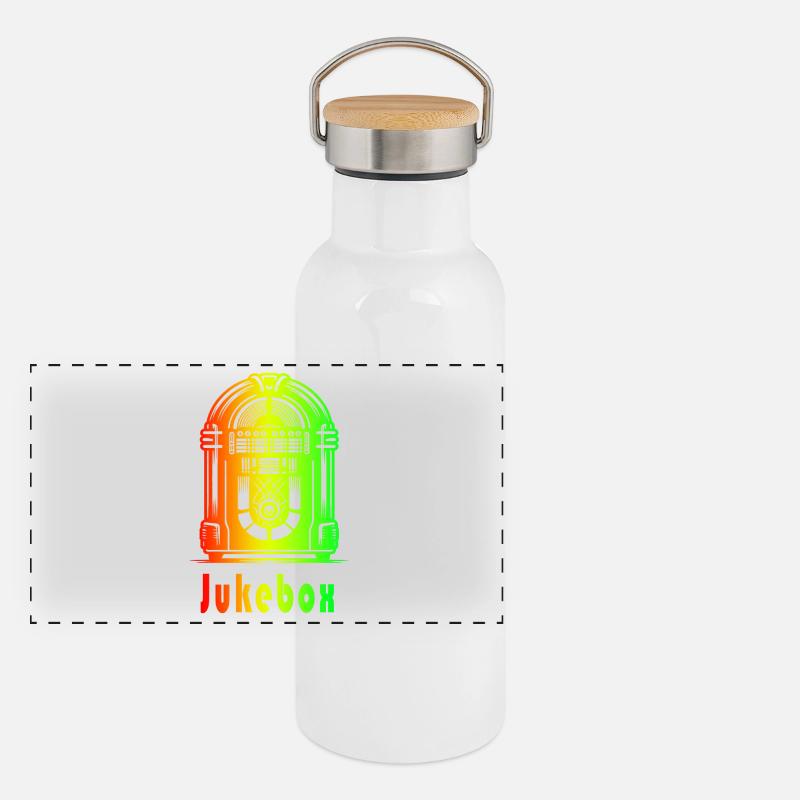 Retro Jukebox – Rainbow Vibes Panoramic Thermal Bottle with Bamboo Lid