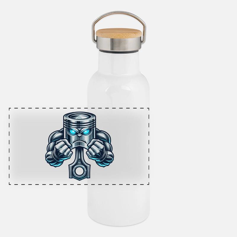 Conception du piston musculaire Gourde isotherme avec bouchon en bambou