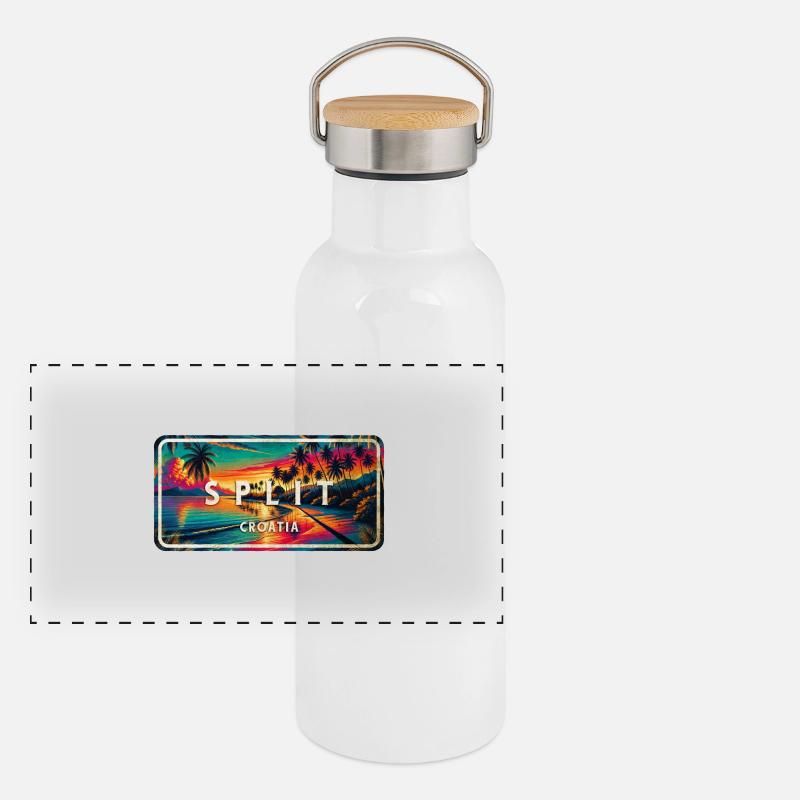Split Croatia Sunset Design Panoramic Thermal Bottle with Bamboo Lid