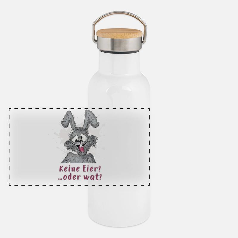 Keine Eier?….oder wat? Osterhase statement Panorama Thermosflasche mit Bambusdeckel