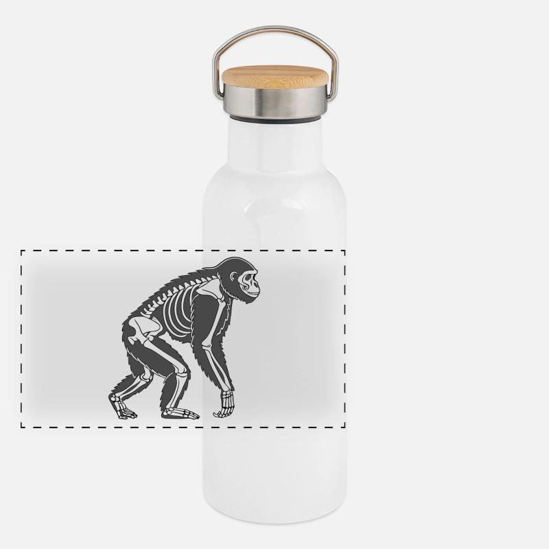 Squelette de gorille - Conception d’animaux sombres dans le style vectoriel Gourde isotherme avec bouchon en bambou