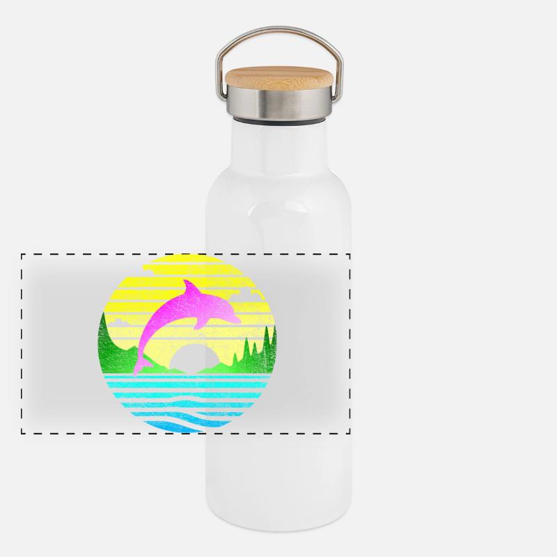 Dauphin sautant 2 Gourde isotherme avec bouchon en bambou