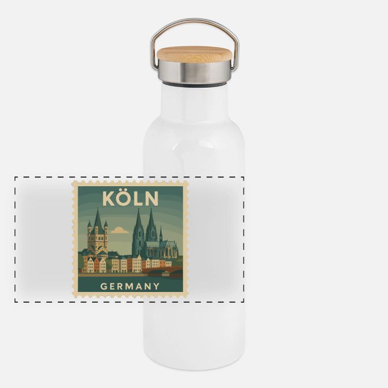 Timbre souvenir de Cologne Gourde isotherme avec bouchon en bambou