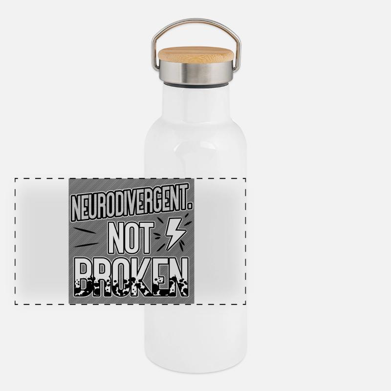 Neurodivergent Not Broken – Neurodiversity Pride Panoramic Thermal Bottle with Bamboo Lid