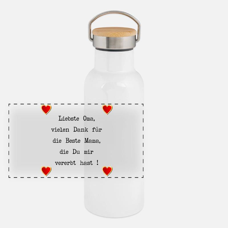 MUTTERTAG OMA MAMA PRÄGUNGEN Panorama Thermosflasche mit Bambusdeckel