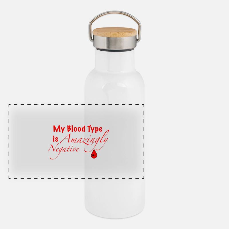 Blutgruppe A- Panorama Thermosflasche mit Bambusdeckel